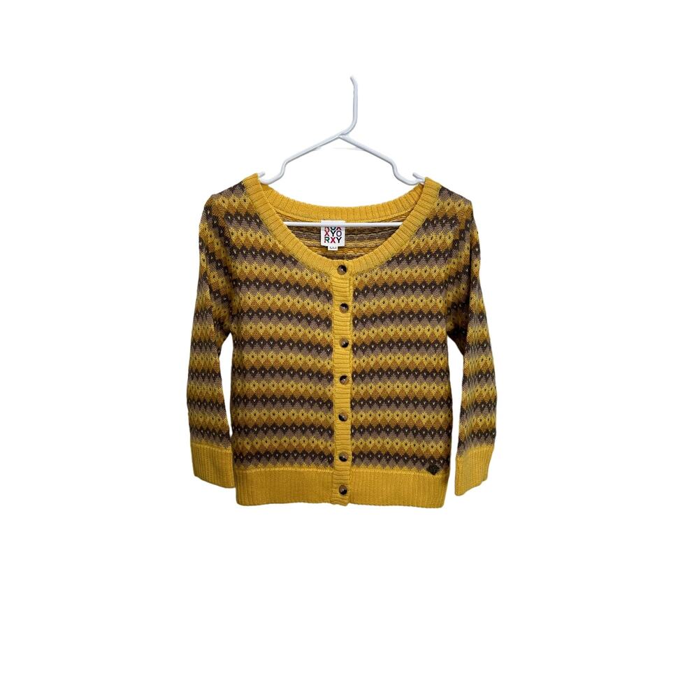 Roxy Diamond Knit Button Down Long Sleeve Wool Bl… - image 1